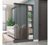 Modern Wall Room Divider, Floor to Ceiling Wooden Slats Partition Column, Stylish Separation Decor for Teahouse and Coffee Shop