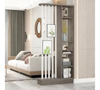 Modern Wall Room Divider - Tall Privacy Panel & Storage Cabinet with Shelves Temporary Partition for Home Office & Dorm - Brown 80x24x200cm (31x9.5x79in)
