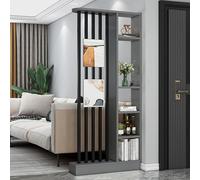 Modern Wall Room Divider - Tall Privacy Partition with Shelves Storage Cabinet & Display Bookshelf for Home Office & Dorm - Grey-Black (80x24x200cm)