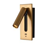 Modern Wall Sconce with USB Port Charging for Bedside Adjustable Rotation Wall Lamp led Wall Reading Light with Switch Switch or Type-C Interface(Type-c+USB, Gold)