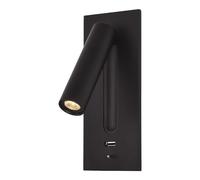 Modern Wall Sconce with USB Port Charging for Bedside Adjustable Rotation Wall Lamp led Wall Reading Light with Switch Switch or Type-C Interface(USB, Black)