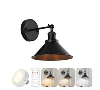 Modern Wall Sconces, Indoor Wall Lamp Dimmable with Remote Control Wall Sconce USB Rechargeable Battery Powered Wall Light Rotatable Adjustable E27 with Bulb Wall Lighting Cordless for Living Room Hal