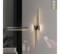 Modern Wall Sconces, LED Wall Lamp 3 Color Mode Dimmable 5%-100% with Remote Control Wall Sconces USB Rechargeable Battery Powered Wall Lights Modern Metal Minimalist Linear Wall Lighting Indoor for L
