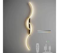 Modern Wall Sconces, LED Wall Lamp Linear Dimmable with Remote Control Wall Sconce Modern Battery Powered USB Rechargeable Wall Light Indoor Wireless Aluminum Wave Wall Lighting for Living Room Bedroo