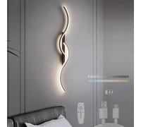 Modern Wall Sconces, LED Wall Lamp Linear Dimmable with Remote Control Wall Sconce Modern Battery Powered USB Rechargeable Wall Light Indoor Wireless Aluminum Wave Wall Lighting for Living Room Bedroo
