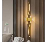 Modern Wall Sconces, , LED Wall Lamp Modern Indoor Wave Bar Wall Sconces USB Rechargeable Battery Powered Wall Lights Long Strip Acrylic Iron Wall Lighting for Living Room Bedside Bedroom (Gold Warm L