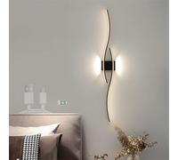 Modern Wall Sconces, , LED Wall Lamp Modern Indoor Wave Bar Wall Sconces USB Rechargeable Battery Powered Wall Lights Long Strip Acrylic Iron Wall Lighting for Living Room Bedside Bedroom (Gold Warm L