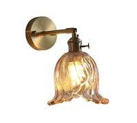 modern wall sconces lights Vintage Sconce with Switch Glass Shade Adjustable Lamps Brass Bedside for Bedroom Bathroom Living Room Farmhouse Vanity Sconce ing(Amber)