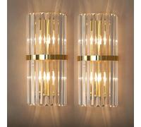 Modern Wall Sconces Set of Two, Mid Century Industrial Metal Lamp Body Wall Lighting Fixtures, E14/E12 Base Crystal Shade Wall Lamps for Bedroom Living Room Doorway