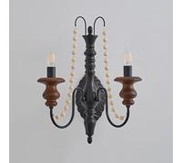 Modern Wall Sconces Vintage Black Wood Rustic Mid Century Wall Lights 2-Lights Wall Lights Gothic Candlestick Wall Lamp for Farmhouse Bedroom Living Room Kitchen Staircase Wall Mount Light Fixture