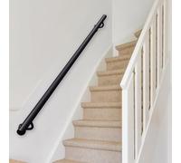 Modern Wall Stair Handrail - Complete Kit,Wrought Iron Banister Hand Rails for Indoor Stairs Outdoor Steps Baluster,Renmlion Round Pipe Safety Support Rod Grab Bar(11ft/330cm)