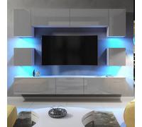 Modern Wall Unit Tv Stand Living Room Cupboard - Grey Gloss Doors