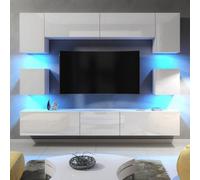 Modern Wall Unit Tv Stand Living Room Cupboard - White Gloss Doors