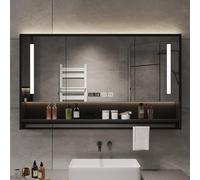 Modern WallMounted LED Bathroom Mirror Cabinet with 3 Doors Adjustable Shelves Touch Sensor Mirror Towel Holder Stylish Storage Solution for Your Vanity WFJ