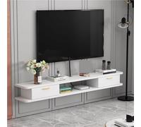 Modern WallMounted Mobile TV Stand with Cable Management 63Inch White Entertainment Center Shelf for Living Room SpaceSaving Home Decor Solution.
