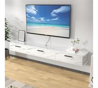 Modern WallMounted Mobile TV StandStylish White Entertainment Center with Foldable Storage for Living Room SpaceSaving Design (55.1" x 8.7" x 7.9")