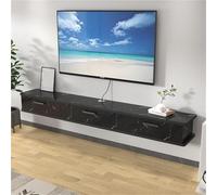 Modern WallMounted TV StandStylish Black Entertainment Center with FlipDown Storage SpaceSaving Design for Living Room 160 x 22 x 20 cmSleek Console Furniture