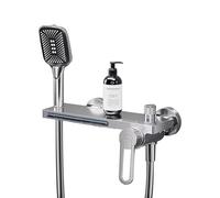 Modern WallMounted Waterfall Bath Mixer with Shower Attachment Stylish White Tub Filler for Contemporary BathroomsElegant Design & Easy Installation