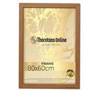 Modern Walnut 80 x 60 cm Poster Frame Crystal Clear Acrylic Front Picture Photo Frame 60x80cm MDF Backing With Both Ways Hanging Hooks - Home Office Use