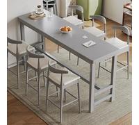 Modern Walnut Bar Height Table - 55.1in Rectangular High Top Dining Table for Kitchen & Coffee, Narrow Design, No Stools Included - Perfect for Small Spaces