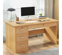 Modern Walnut Computer Desk with 3 Lockable DrawersStylish Executive Workstation for Home Office Study Living Room Ergonomic Design (100x50x74cm)