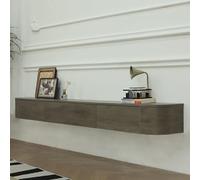 Modern Walnut Floating TV Cabinet 180CM Solid Wood Media Console with Drawers No Assembly Required Stylish Under TV Storage Contemporary Home Entertainment Center