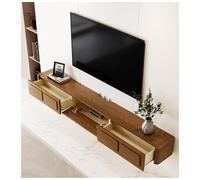 Modern Walnut Floating TV Shelf Stand Wall-Mounted Media Cabinet Unit Solid Wood Entertainment Center with Storage Doors Stylish TV Console for Living Room and Bedroom.