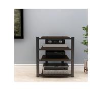 Modern Walnut Rack - 4-Tier Audio Video Stand, AV Media Shelf for Home Theater, DVD CD Player Console, Stylish Wood Design for Optimal Storage and Display