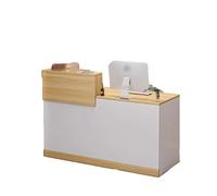 Modern Walnut Reception Desk with Storage Cabinet Stylish Standing Front Counter Table for Office Lobby & Beauty Salon - 100CM/39.3IN Right Side Design