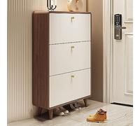 Modern Walnut Shoe Cabinet Space-Saving Shoe nizer with Flip Doors Hidden Anti-Tip Shoe Storage for Entryway and Hallway Elegant Shoe Rack Solution.