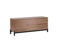 Modern Walnut Tv Stand, 138Cm Sideboard Storage Cabinet With 2 Doors, 2 Drawers & Metal Legs