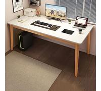 Modern Walnut Writing Desk, Sturdy Solid Wood Legs, Stylish PC Laptop Workstation for Home Office & Study, Executive Work Table (31x22x29 in) - & Chic Design