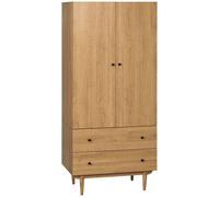 Modern Wardrobe with 2 Drawers, Hanging Rail, Clothes Organizer for Bedroom