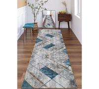 Modern Washable Area Grey Blue Entryway Living Room Corridor Kitchen Narrow Runner Rug 60cm/70cm/80cm/100cm Wide Indoor Hallway Runner Carpet(70×250cm/2.3ft×8.2ft)