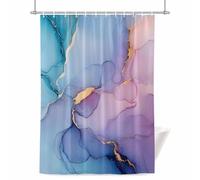 Modern Water Ripple Shower Curtain for Bathroom, Blue Gold Marble Texture Waterproof Cloth Fabric Bathroom Accessories Set with 12 Rust Proof Plastic Hooks, 72” x 78”