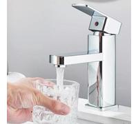 Modern Waterfall Basin Mixer Tap - Chrome Mono Mixer with Slotted Waste for Bathroom and Cloakroom