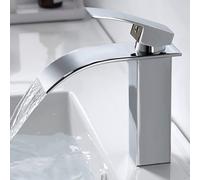 Modern Waterfall Bathroom Faucet, Elegant Design Waterfall Sink Faucet, Brass Bathroom Mixer Tap, Hot and Cold Water Available, Chrome Waterfall Fauce