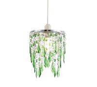 Modern Waterfall Design Pendant Shade with Acrylic Droplets and Beads Happy Homewares Green One Size