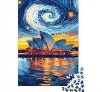 Modern Waterfront Opera House 1000 Piece Jigsaw Puzzle Paper for Adults Artistic Night Sky Puzzle Game for Family Home Decor Gift 70x50cm/1000pcs