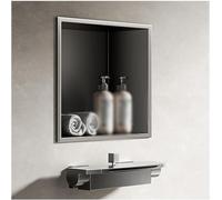 Modern Waterproof LED Shower Panel - Gray Stainless Steel Alcove Box for Bathroom, 320x320x125mm - Functal Shower Solution for Home, Luxurious Spa Experience