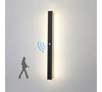 Modern WaterproofOutdoor Wall Light with Motion Sensor40cm Black Aluminum Strip Lighting for Garden Villa Patio VerandaBright White Light