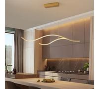 Modern Wave Design LED Pendant Light Adjustable Height Chandelier for Kitchen Island & Dining Table Gold/Natural White 100cm 30W