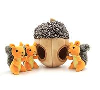 MODERN WAVE - Interactive Squeaky Plush Hide and Seek Squirrel Type Puzzle Toy for Dogs, Medium Size (Nut and Squirrels)