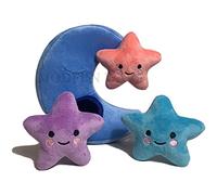 MODERN WAVE - Interactive Squeaky Plush Hide and Seek Squirrel Type Puzzle Toy for Dogs, Small Size (Moon and Stars)