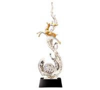 Modern Wave Leaping Deer Statue Abstract Art Home Decor Crystal Ball