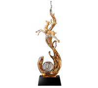 Modern Wave Leaping Deer Statue Abstract Art Home Decor Crystal Ball