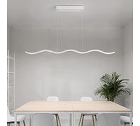 Modern Wave Shape LED Chandelier Stylish Pendant Light for Dining Room Kitchen & Home Decor White Finish 1200mm Warm Light Ideal for Shops & Interiors