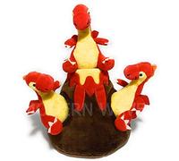 MODERN WAVE - Squeaky Plush Dog Toy Dragons Volcano- Interactive Hide and Seek Squirrel Type Puzzle Toy for Dogs Small Size