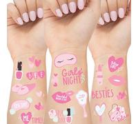 Modern Whimsy Spa Party Temporary Tattoos - 66 Kids Temporary Tattoos | Perforated Sheet for Easy Tear & Share | Slumber or Spa Party Favors, Girls Night, Pajama Birthday or Sleepover Supplies