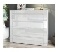 Modern White 4-Drawer Chest Clifton17 - Gloss Fronts, Matte Body, 116x105x40 cm